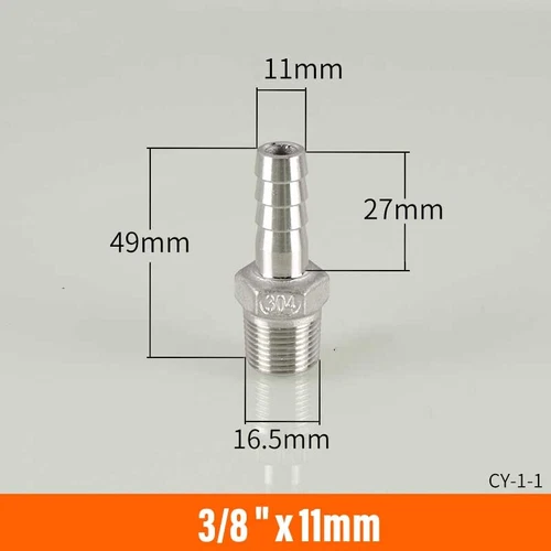 Stainless Male Thread Pipe Fitting x Barb Hose Tail Connector BSP 1/8" to 4" - Bild 19 von 86