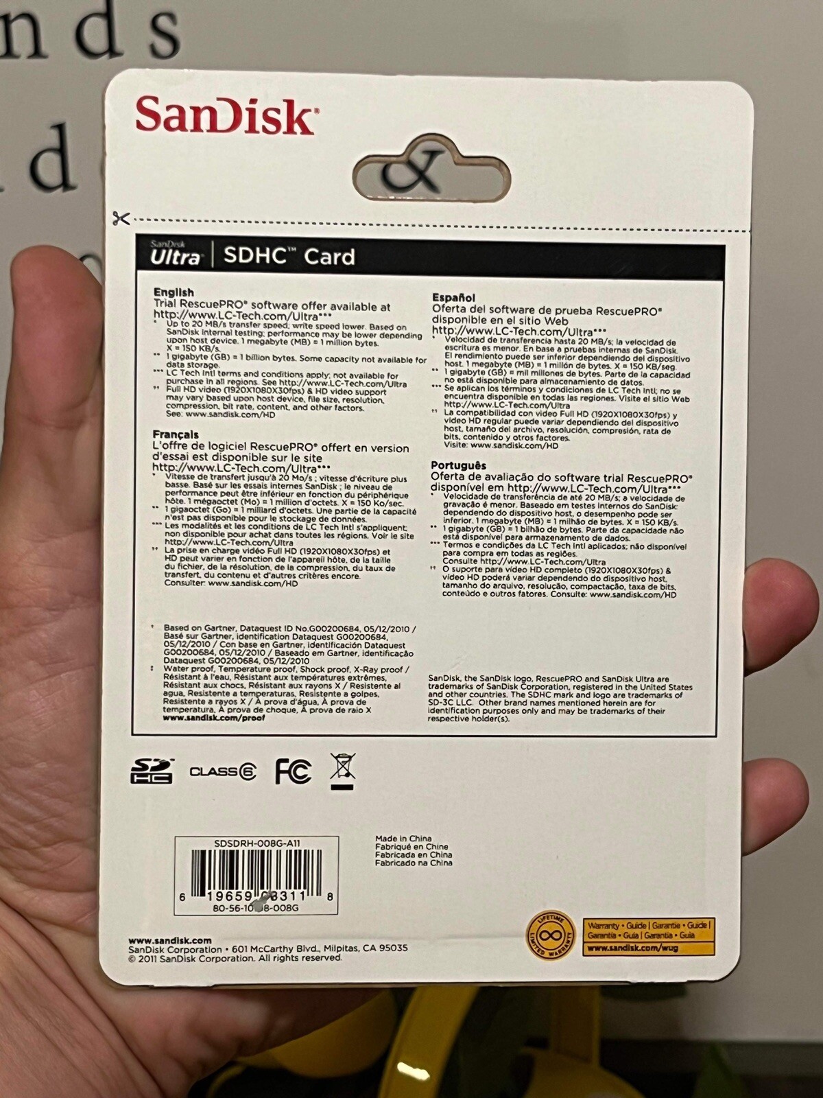 Brand New SanDisk Ultra 8GB Class 4 SDHC Memory Card NEW 619659033118