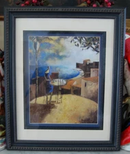 SIGNED FRAMED DOUBLE MATTED DIDIER LOURENCO COLOR PRINT "SUNSET AMONG THE TREES"