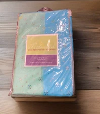 Mermaid One Rod Pocket Valance Teal Blue with Glitter Accents 54 in. W x 18 in.