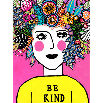 Be Kind Girl Floral Vibrant Huge Wall Art Poster Print
