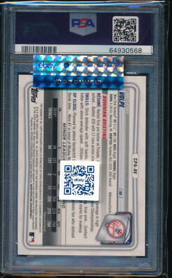 PSA 10/10 ANTHONY VOLPE AUTO 1st 2020 Bowman Chrome Autograph
