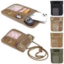 Travel Neck Wallet Tactical Nylon Passport Holder ID Card Organizer Phone Pouch