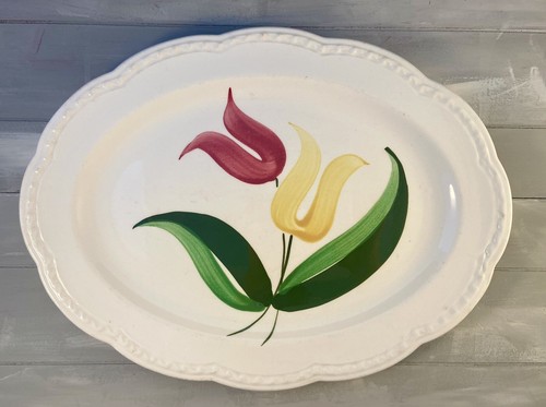 RARE Vintage BLUE RIDGE SOUTHERN POTTERIES TULIP TIME Dessert Plates & Platter - Picture 2 of 10