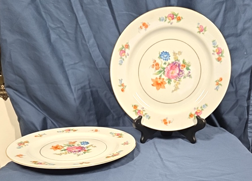 Noritake Rose China Occupied Japan 2 Dinner Plates 10" Porcelain Br. White 0593 - Picture 4 of 7