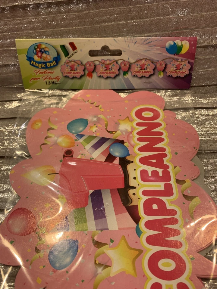 1 COMPLEANNO” 1º Aniversário” Banner Italiano Festa Festa Menina Celebração - Novo - Imagem 3 de 4