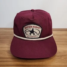 RIG'EM RIGHT Outdoors Light Weight Rope Patch Snapback Hat Maroon Cap