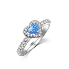 Anillos de corazón de ópalo azul playa hawaiana astilla anillos de ópalo de fuego para mujeres niñas