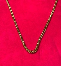 16"-60" Man Woman 3mm Gold Plated Stainless Steel Braided Wheat Necklace-GOLD