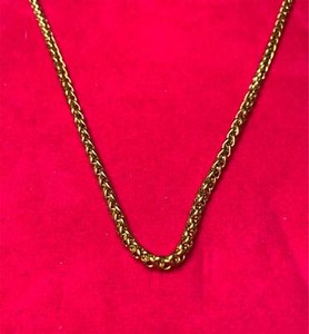 Authentic 16"-60" Man Woman 3mm Gold Plated Braided Wheat Necklace-GOLD