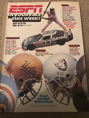 Vintage ESPN Schedule Poster Print Ad 1990s OAKLAND RAIDERS HOWIE LONG RARE