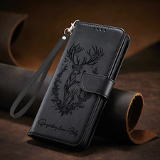 Funda de teléfono tipo billetera de cuero con correa de ciervo para Huawei Nova 13 12 11 7 Enjoy 60 70 Y70