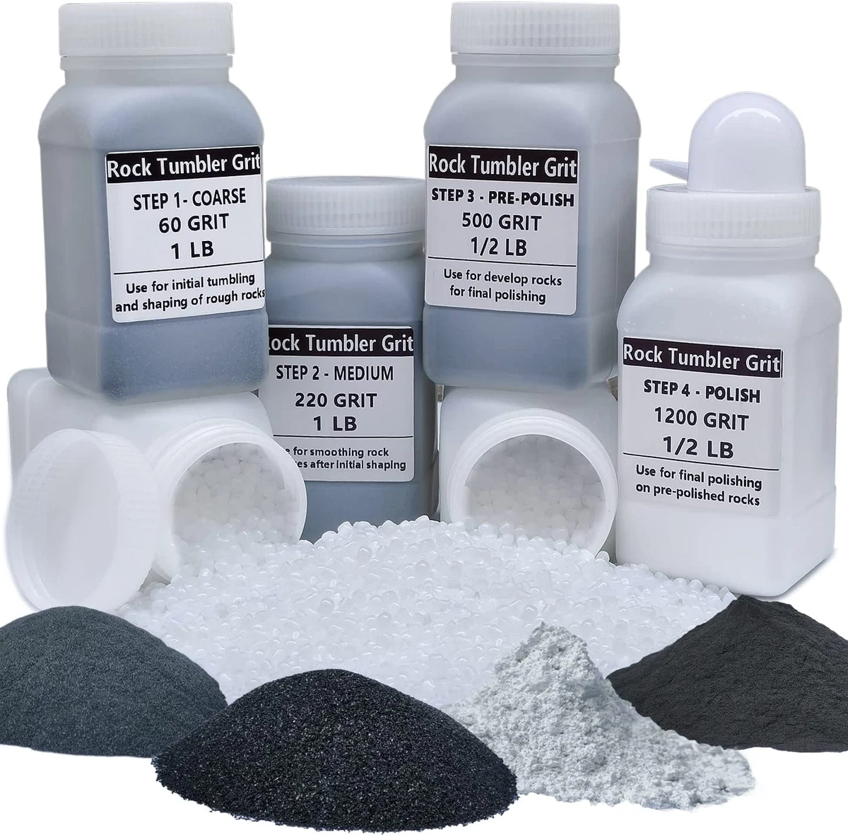 8 LBS Large Weight Rock Tumbler Grit Kit and Ceramic Tumbling Filler