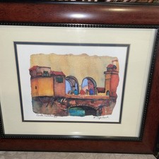 Quadro acquerello firmato incorniciato edizione limitata ponte punta vecchio, Italia