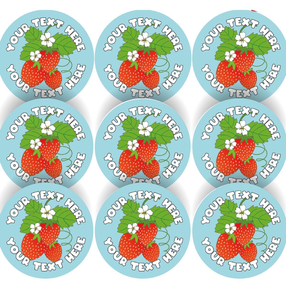 144 Personalised Strawberry Fruit Picking 30mm Reward Stickers for Fruit Farms