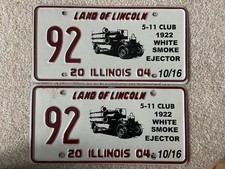 2004 Illinois Special Event License Plate 5-11 Club White Smoke Ejector