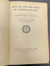 Ballads and Sea Songs of Newfoundland Elisabeth Greenleaf Harvard 1933 ExLibrary