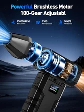 Electric Compressed Air Duster 100 Gear Adjustable 130000RPM Powerful Cleaning