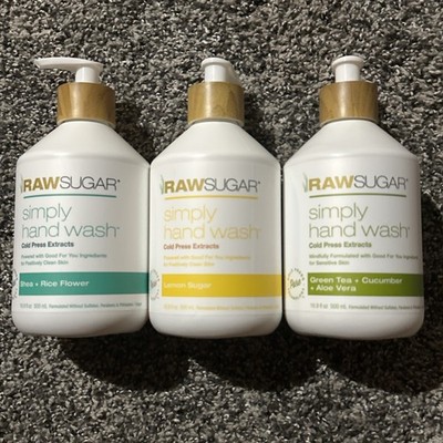 Raw Sugar Simply Hand Wash Lemon Sugar, Shea + Rice Flower, Green Tea w/Aloe 1ea