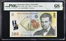 ROMANIA BANKNOTE -200 LEI, P 122k. 2021,   PMG 68- EPQ  SUPERB GEM UNC