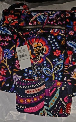 VERA BRADLEY FOXWOOD MEADOW HIPSTER NWT+NEW ID WALLET+LANYARD 3-FOR-1-LOW PRICE!