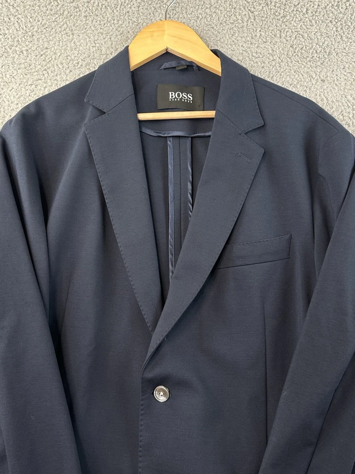 Boss Hugo Boss Blazer 男式 46R 蓝色现代修身意大利球衣夹克弹力 — 第 2/4 张图片