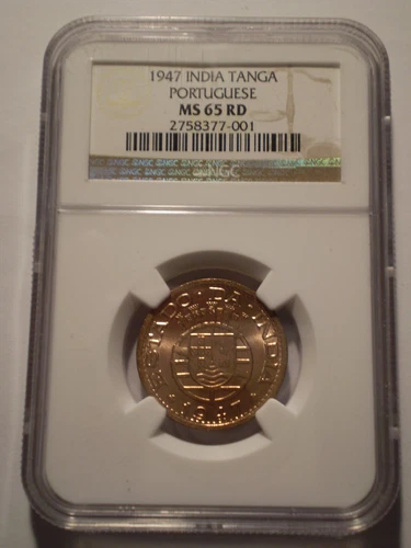 13SAZ39 Portugal Portuguese India Goa 1947 tanga NGC MS 65 Red