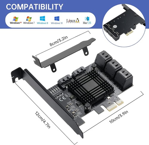 Full Package: PCIE SATA Card with 8 Ports, Cables & Low Profile Bracket Included - Picture 8 of 9
