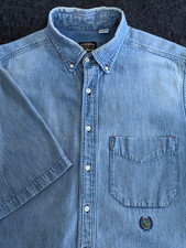 VTG 80’s 90's Creekwood S/S Denim Shirt Size Large USA Made Blue Jean Ombre Fade