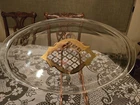 Vtg Pyrex 1233 Glass Oval 3 Qt. Handled Baking Dish with Gilt Design
