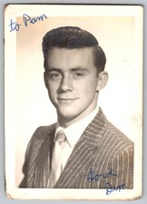 Vtg B&W Snapshot Handsome Young Man Jim Pompadour Hair Herringbone Suit 1950s