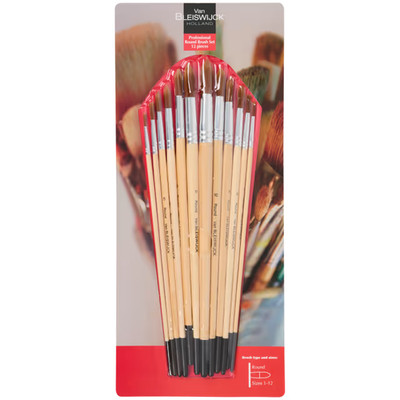 Pinselset 12 teilig Profi Qualität Rund Acryl Öl Künstler Malen Pro Pinsel Set