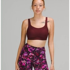 Lululemon Run Times High Support Bra D-DD Cups Red Merlot Adjustable Straps Brea