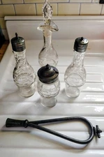 Antique Cruet Bottles Lot Salt Pepper Vinegar