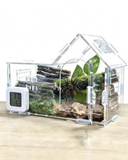 Jumping Spider Enclosure with Thermometer - Acrylic Reptile Habitat, Escape-Proo