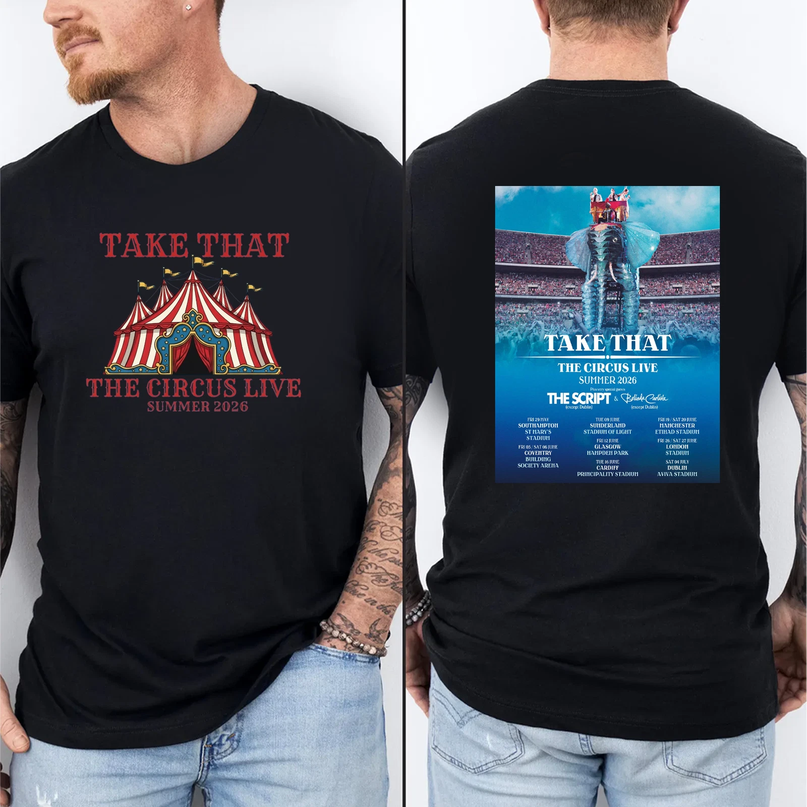Take That The Circus Live Summer 2026 T-Shirt Tour Dates Double Sided Men Women