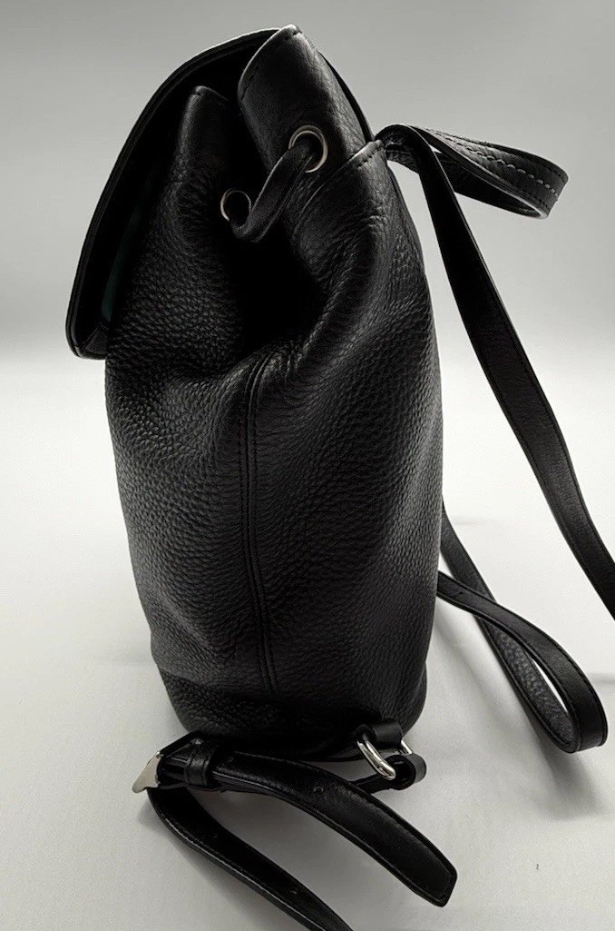 COACH Black PebbledLeather Drawstring ParkTurnloc… - image 4