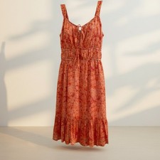 American Eagle Sun Dress Womens S Pink Orange Floral Summer Cottagecore
