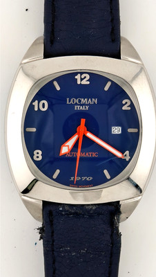 Locman 1970 Automatik Swiss Movement - Zustand NOS Etikett RAR blau