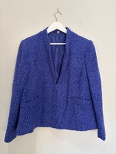 Y2K EWM Pure Classics Cobalt Blue Wool Blend Jacket UK 22 Smart Vintage