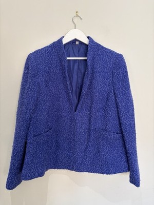Y2K EWM Pure Classics Cobalt Blue Wool Blend Jacket UK 22 Smart Vintage