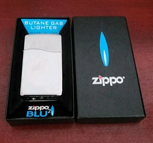 2013 ZIPPO BLU 2 POLISHED CHROME BUTANE GAS LIGHTER.  USA. WORKS. W/BOX. UNUSED