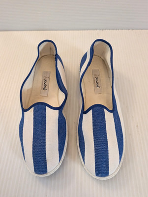 Sciuscia Tragara White and Blue Striped Canvas Sandals 39 EU / 9 US - Italy