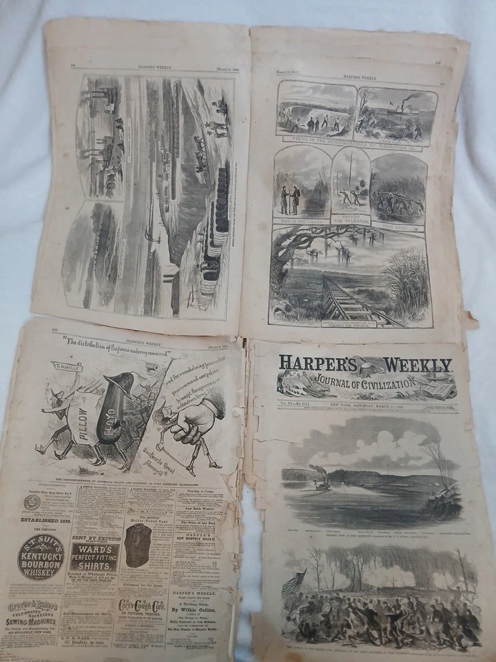 1862 Harpers Weekly Lot, 9 Full Issues  From March 1 - May 3 + May 10 and May 24 - Image 4 of 4