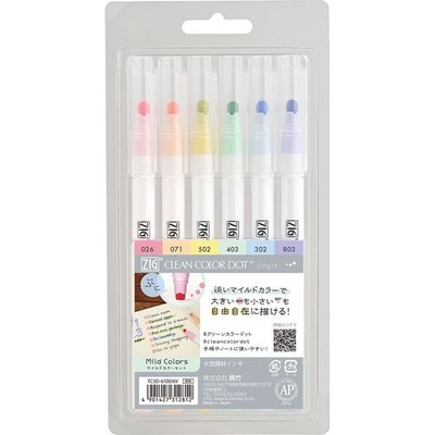 Kuretake ZIG CLEAN COLOR DOT Marker einzeln (MILDE FARBEN)