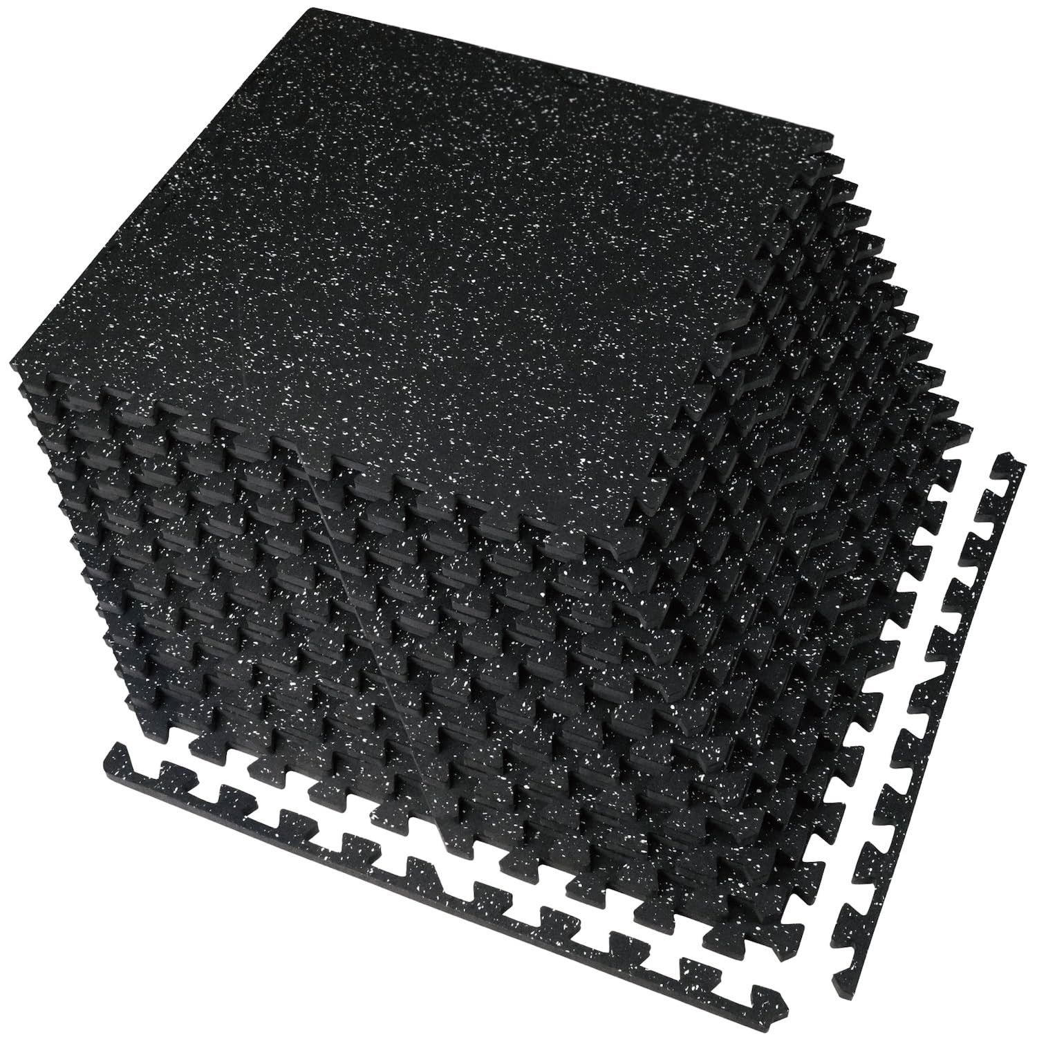 0.56 Inch Thick 48 Sq Ft Gym Flooring for Home Gym, 12 Tiles Robust Rubber To...