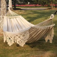 Garden Hammock Camping Canvas Hammock Bed Breathable Hanging Swing Spreader Bar