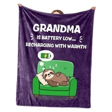 Funny Birthday Gifts for is Battery Low Blanket 60" x 50", Present for Grandma