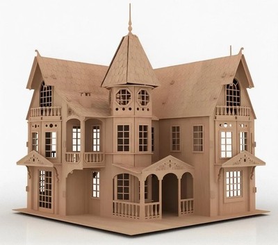 Victorian Mansion Laser Cut Wooden 3D Model/Puzzle Kit
