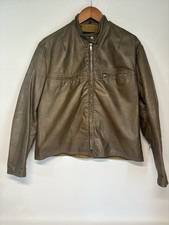 Vintage 1970s Harley Davidson AMF Brown Leather Motorcycle Jacket USA 42 Cafe